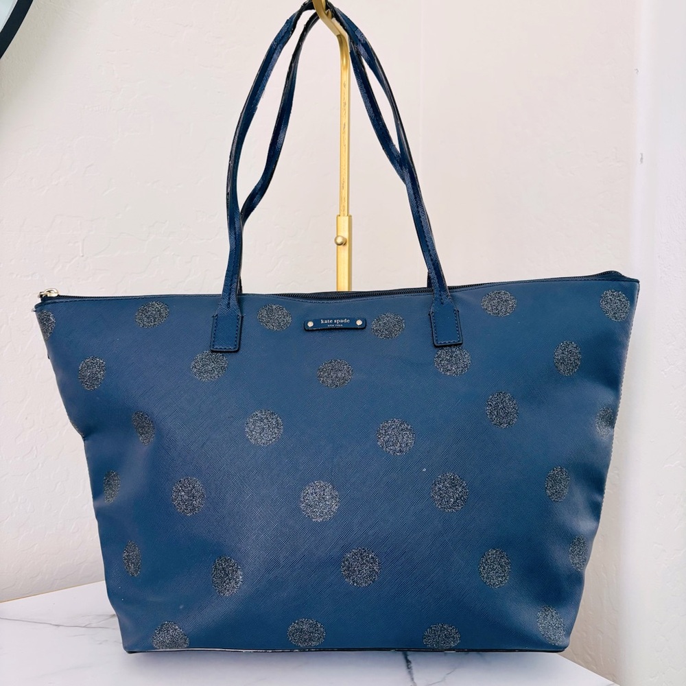 Kate Spade Blue Tote with Polka Dot‎ Pattern